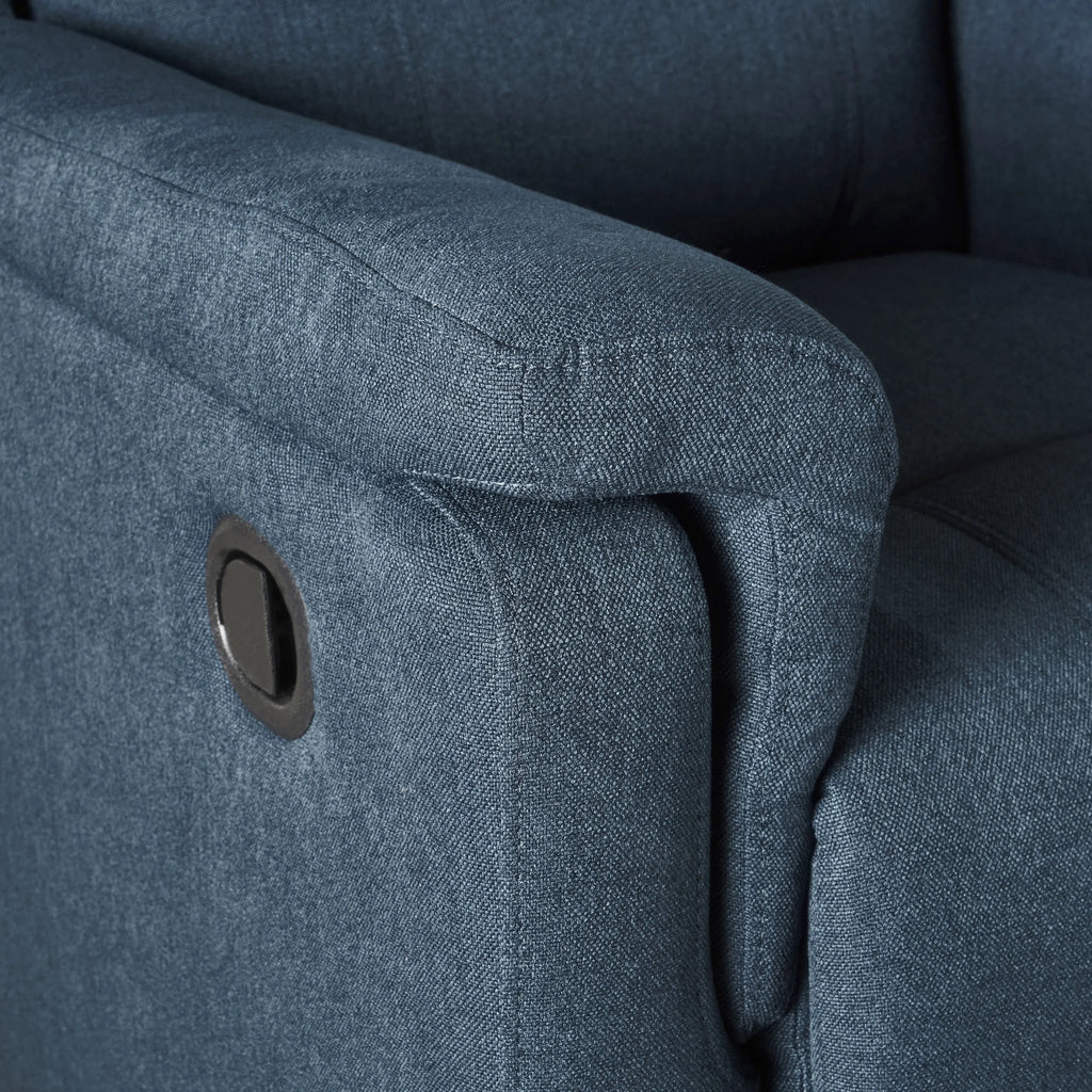 Navy Blue Fabric Tufted Swivel Glider Recliner Q186