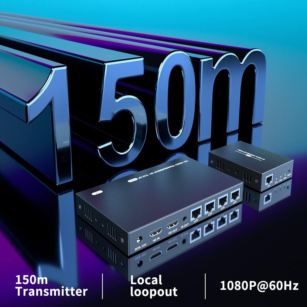 HDMI Splitter Extender 1x4 1080P Over Cat5e/6 Loopout 1 in 4 Out Z3732
