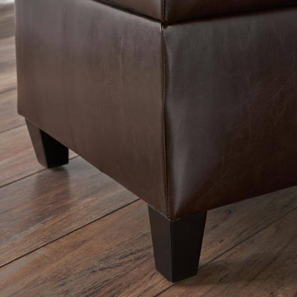 Tufted Brown PU Leather Storage Bench V485
