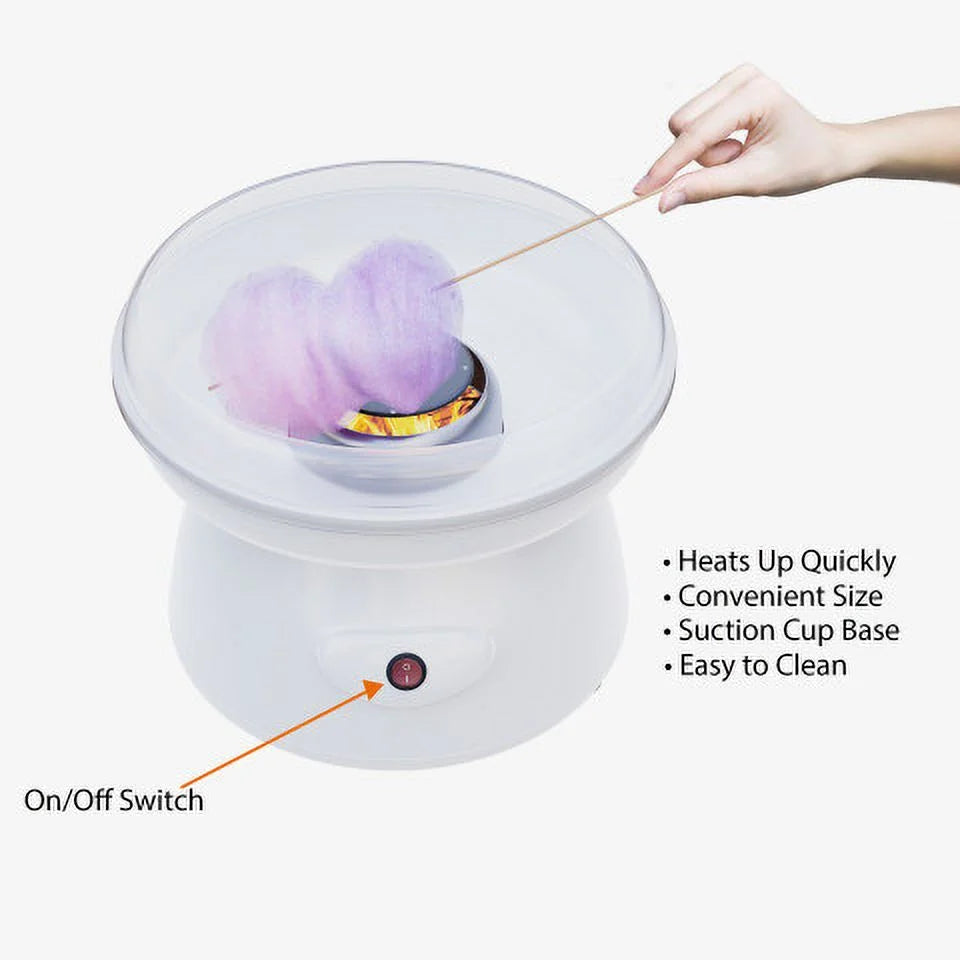 White Countertop Cotton Candy Machine with Scoop and 10 Sticks N8808