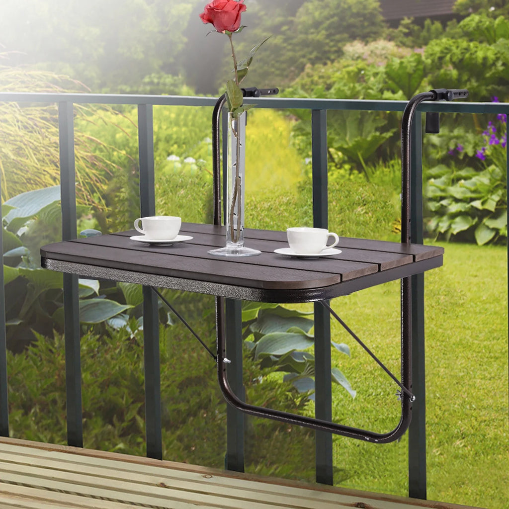 Balcony Hanging Folding Aluminium Side Table 23.6"(L) x 15.7"(W) Brown O48004