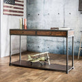 Industrial 2-Drawer Sofa Table in Antique Oak Y42574