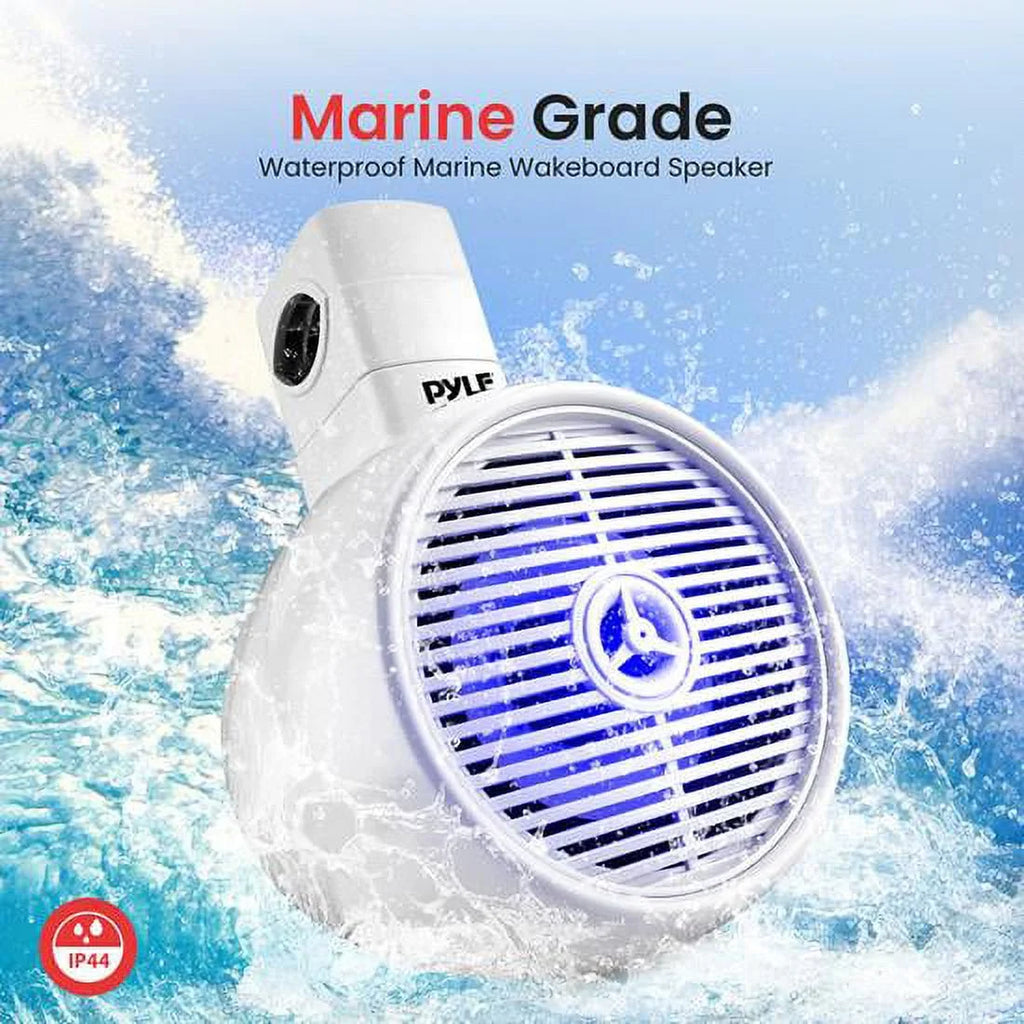 White 8” 300W 2-Way Marine Wakeboard Tower Speaker with LED Light and Brackets N791