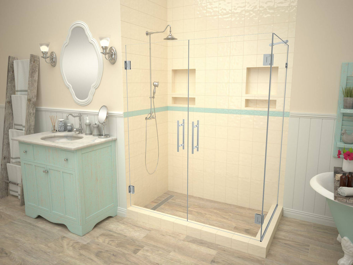 Double Threshold Shower Base with Drain Grate Tile Redi B62075