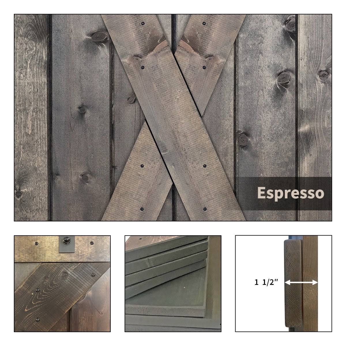 Dark Walnut Paneled Wood Barn Door with Installation Hardware Kit U99530
