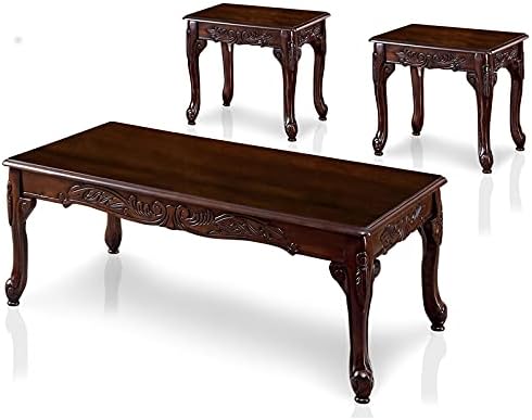 3-Piece Solid Wood Coffee Table Set in Dark Cherry O80793