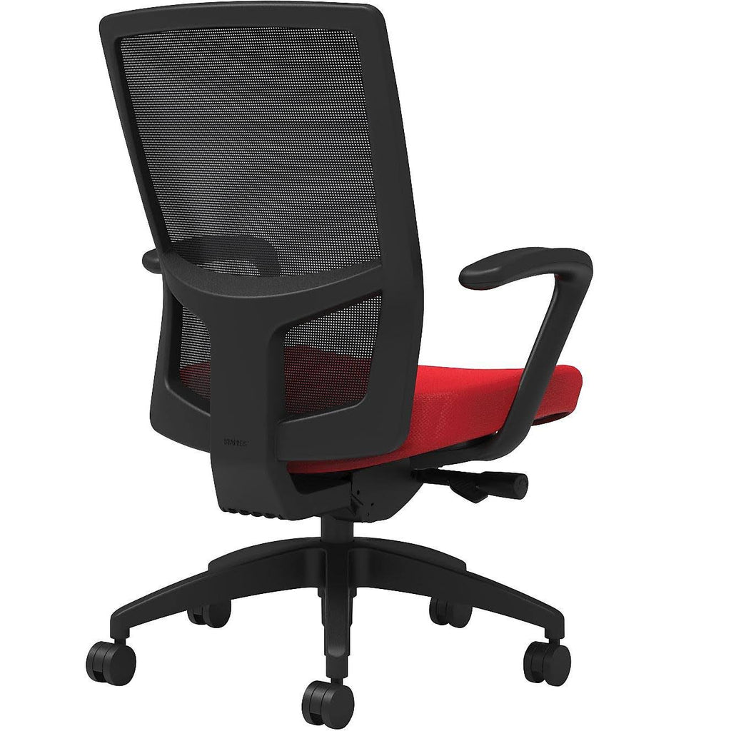 Fabric Task Chair Ruby Red Integrated Lumbar Fixed Arms Tilt Z6344