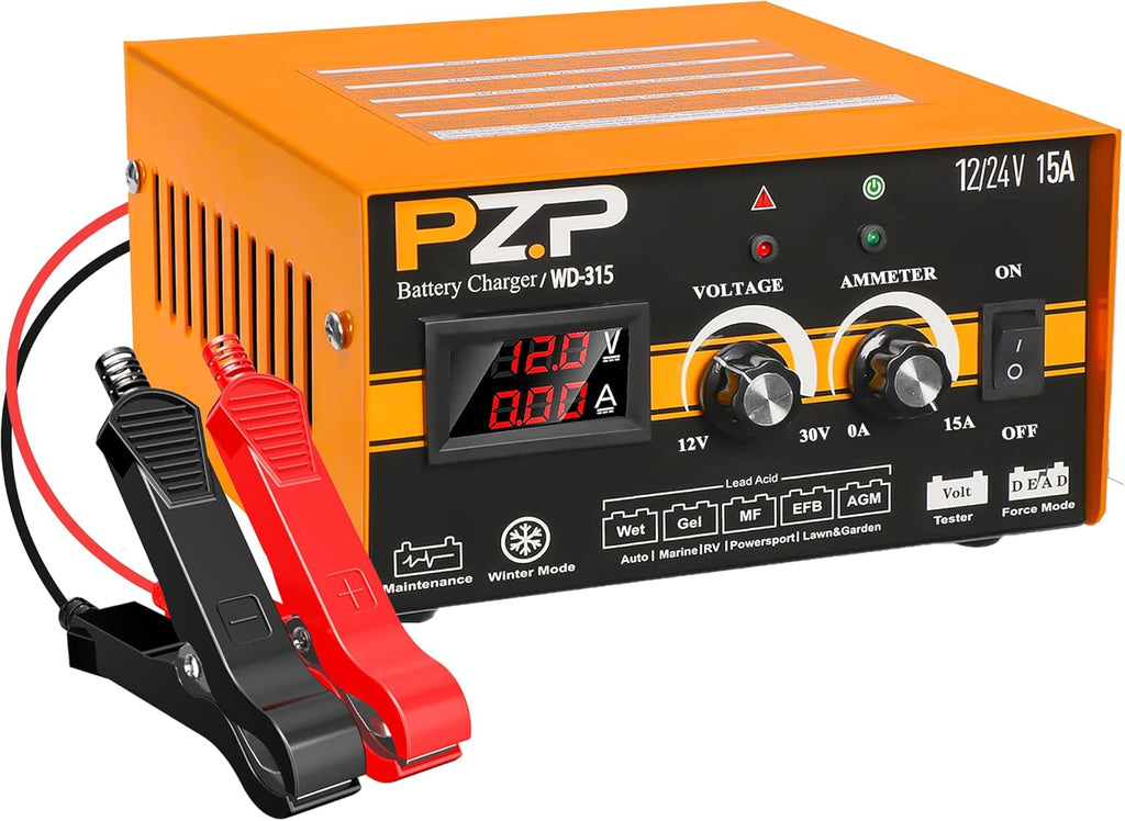 Manual Battery Charger 12V/24V Automotive Car Truck Boat Battery Chargers Maintainer Trickle Charger B256629