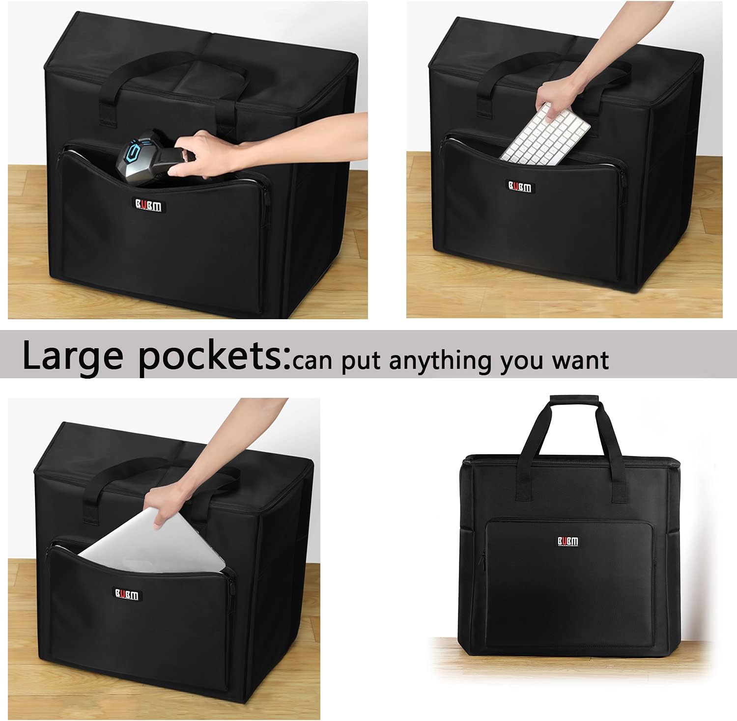 Black Double Layer Desktop Computer Tower Carrying Case T768