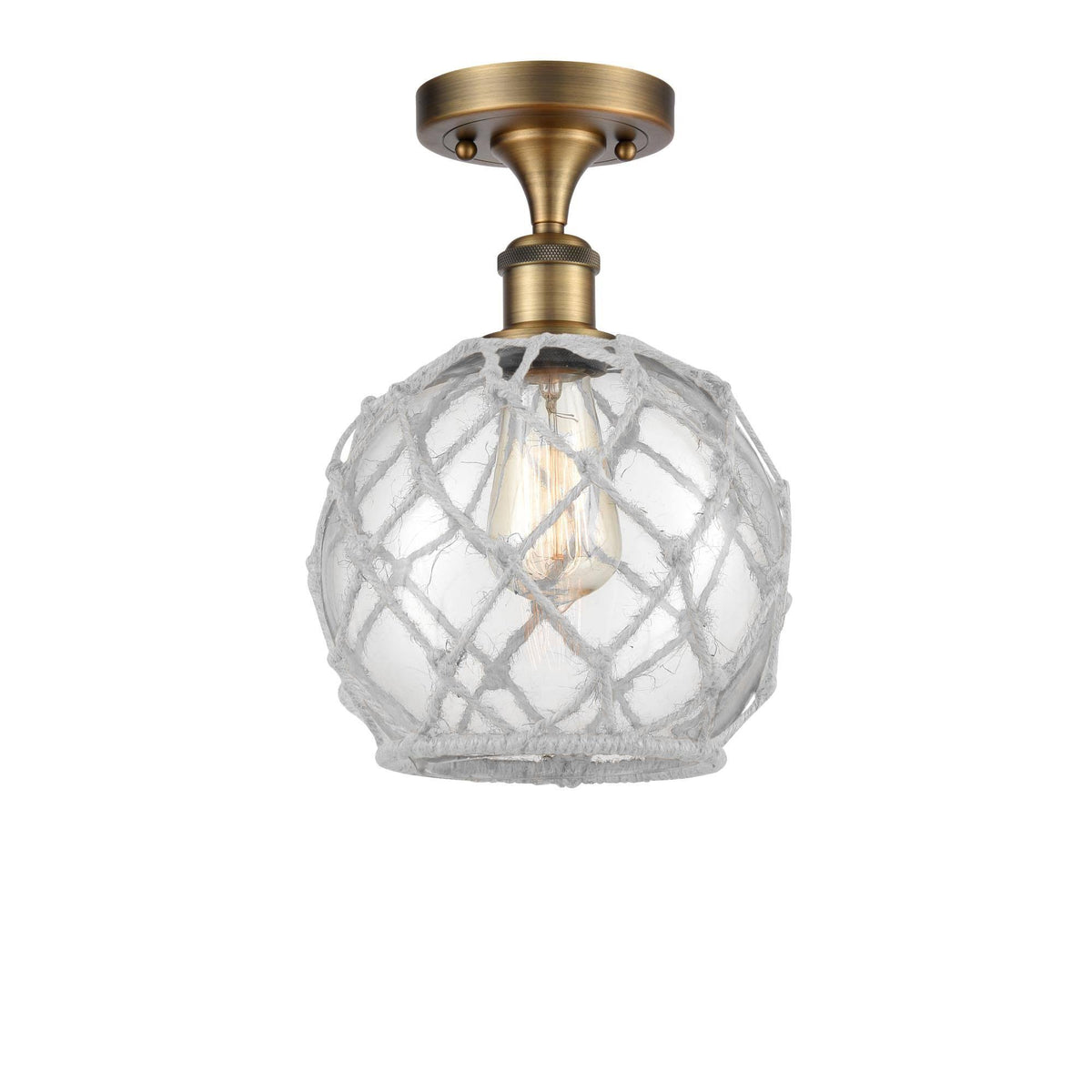 Brushed Brass Farmhouse Rope Semi-Flush Mount Light H24687