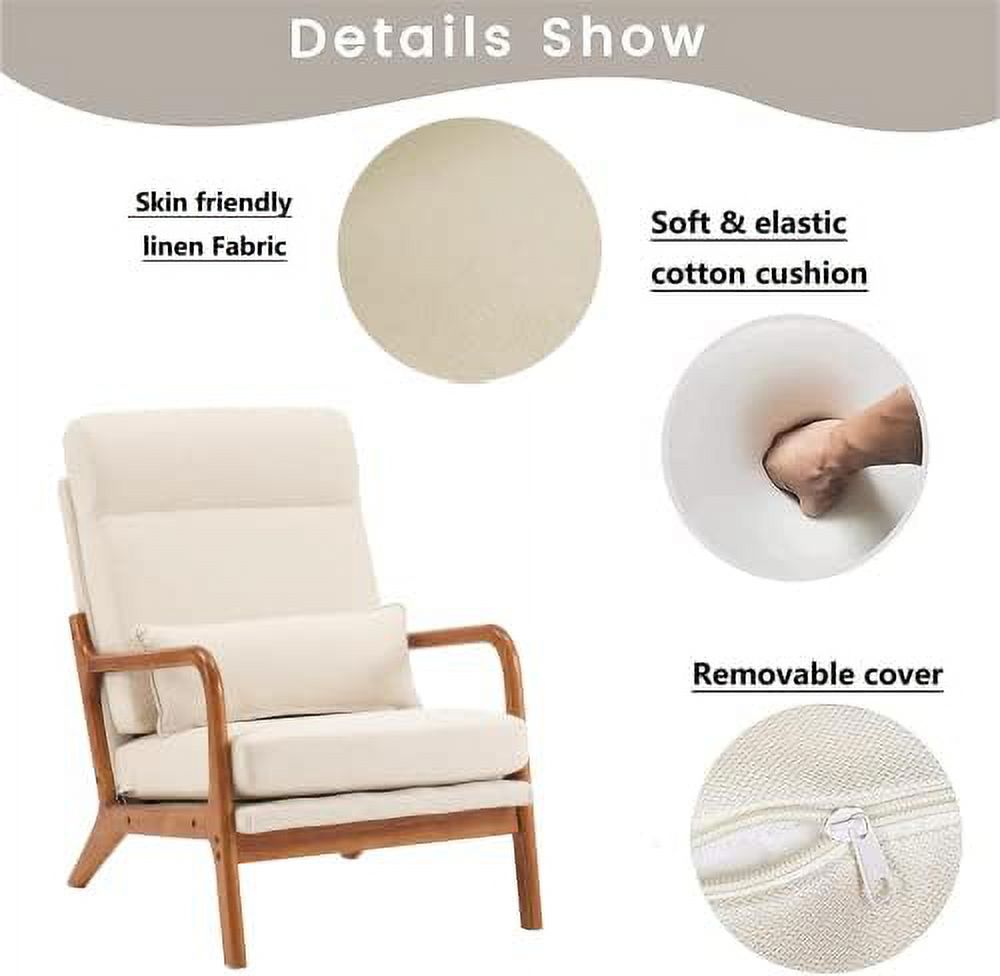 Linen Fabric Upholstered Accent Armchair W225