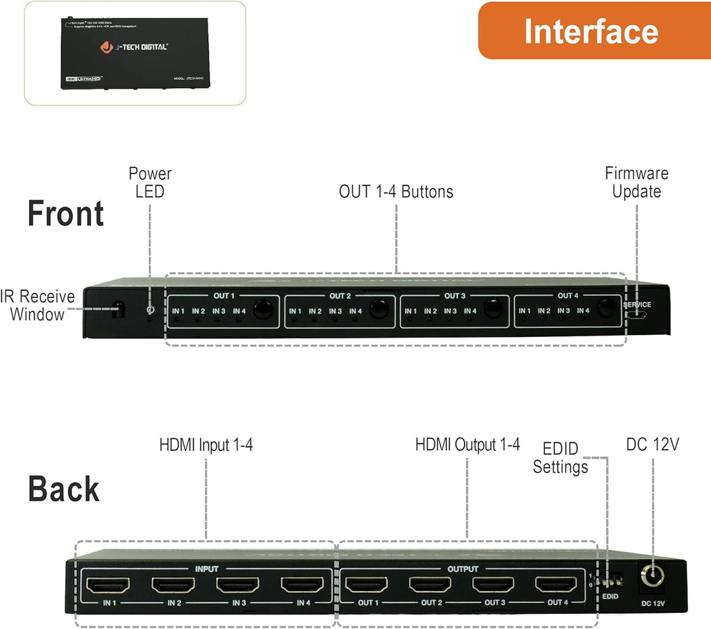 4x4 HDMI Matrix Switch with Downscaler D65771