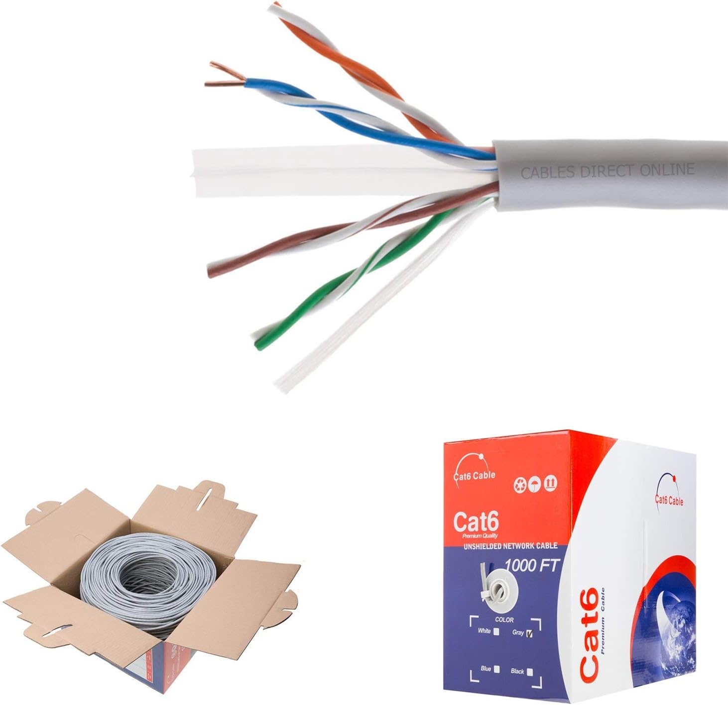 Orange CAT6 1000ft UTP Solid Ethernet Cable 23AWG G140