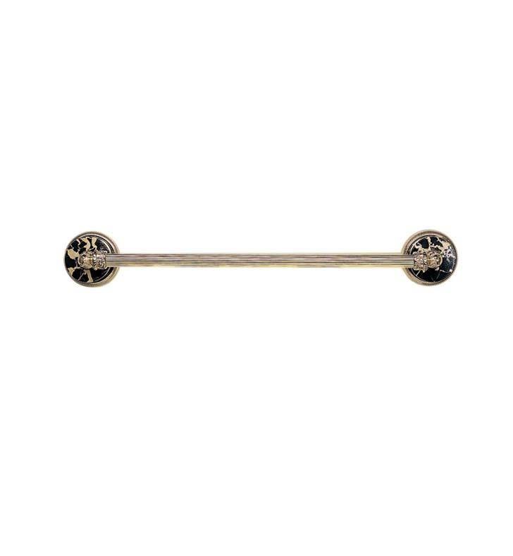 Satin White 24 inch Towel Bar Black Marble F349410