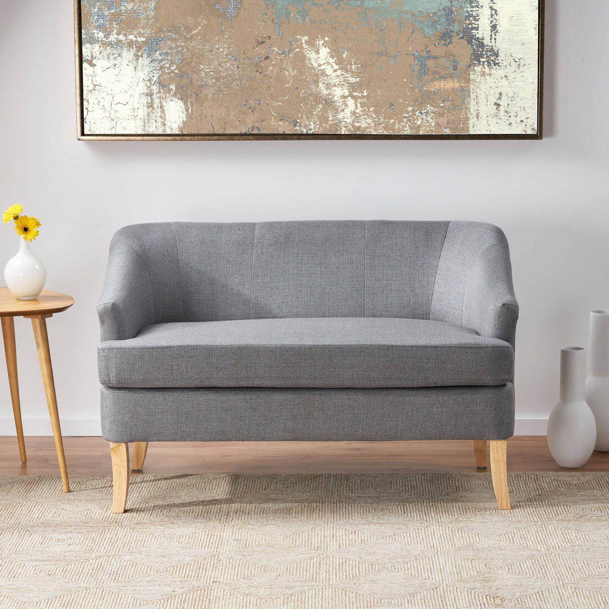 Dark Grey Fabric Loveseat Y73744