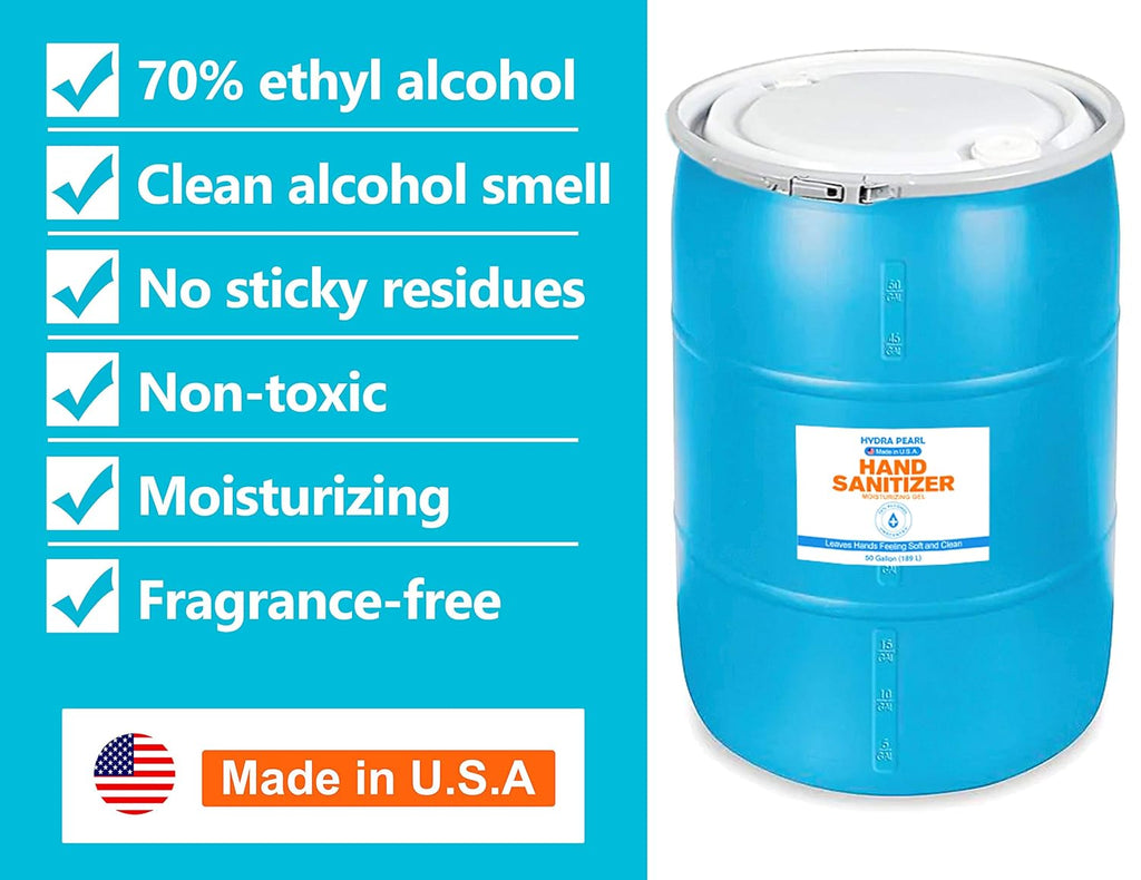 Hydra Pearl Hand Sanitizer Gel - 70% Alcohol - Unscented - 50 Gallon (189 L) With Drum Pump F349