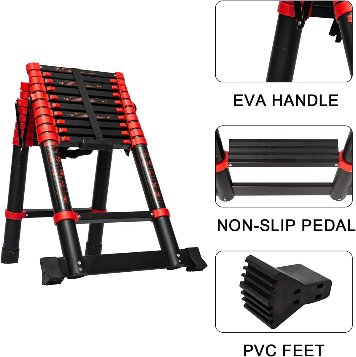 Adjustable Aluminum Telescoping Ladder, 330 lb-Capacity P1674