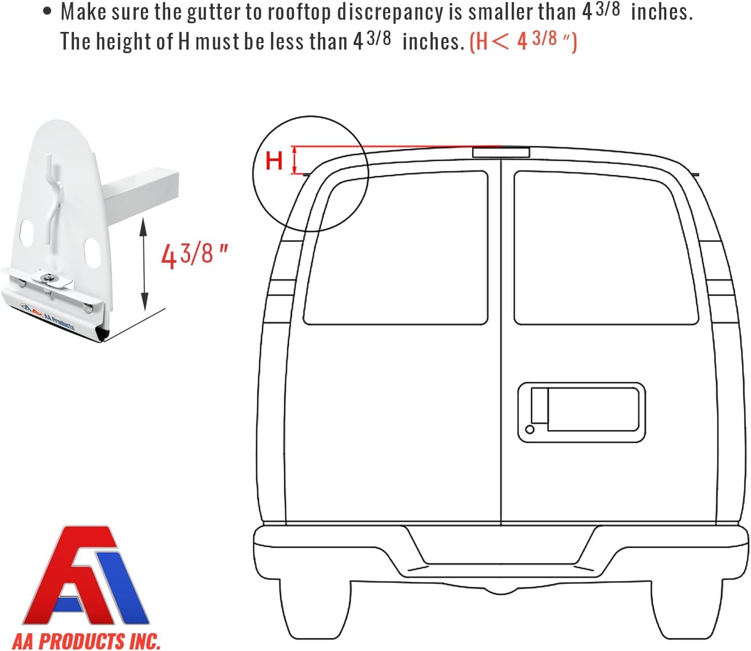 White Square 3 Bar Van Roof Racks with Ladder Stoppers M691640