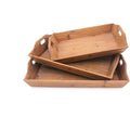 Brown 3PC Wooden Serving Tray Set W44853