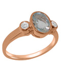 9k Rose Gold Genuine Natural Aquamarine & Diamond Womens Statement Ring F253