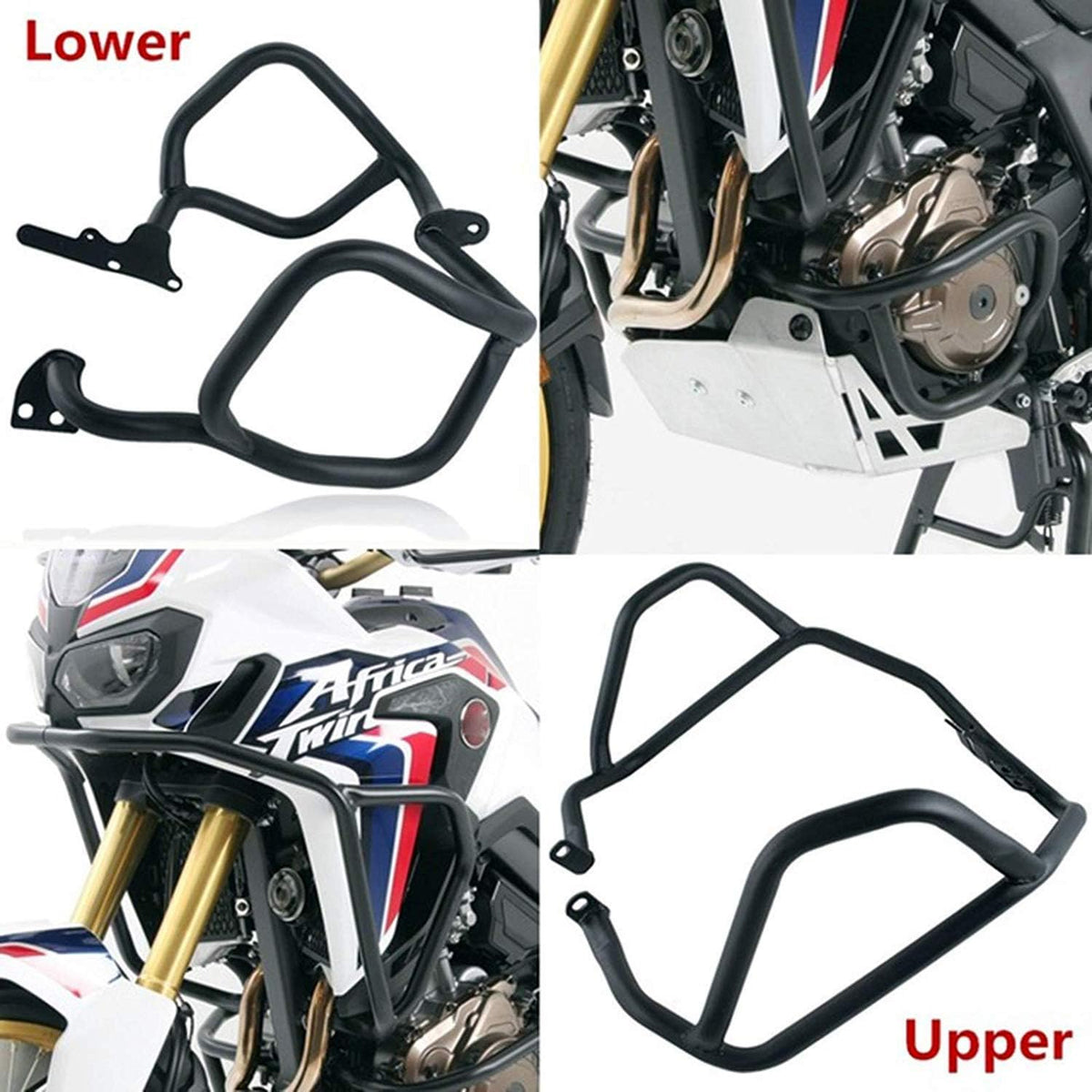 Black Upper and Lower Engine Guard Crash Bars for Honda CRF1000L Africa Twin N439