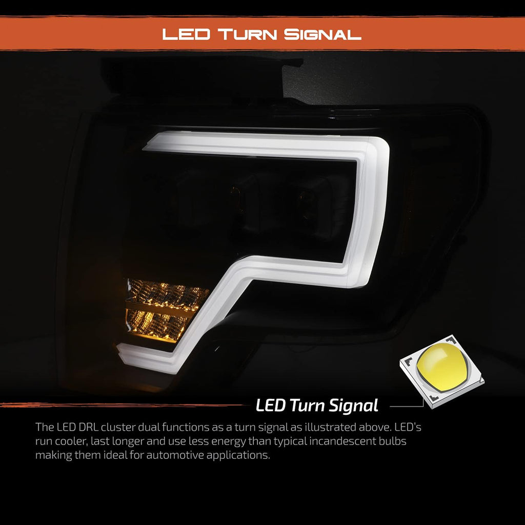 Black Projector Beam Headlights Pair H7143