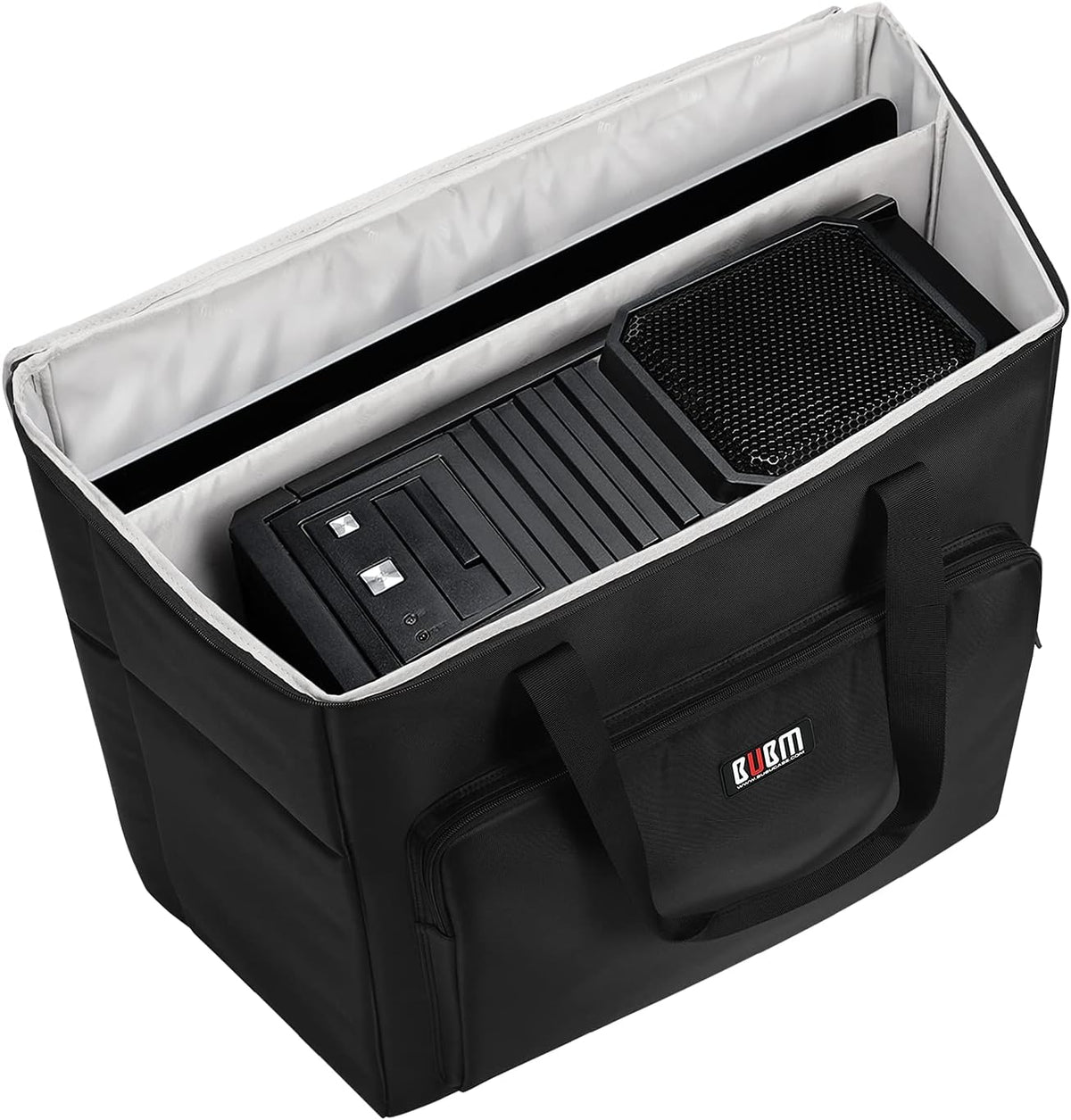 Black Double Layer Desktop Computer Tower Carrying Case T768