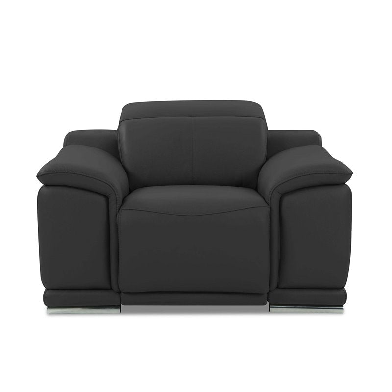 Genuine Italian Leather Power Reclining Chair in Dark Gray L18320
