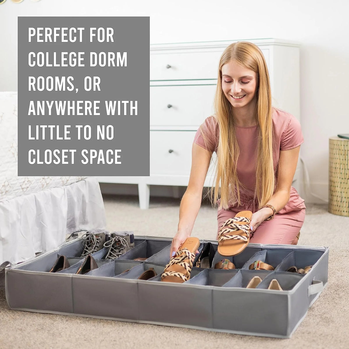 Extra Large Underbed Shoe Storage Organizer, Set of 2 Gray V4464