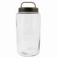 Cylindrical Glass Cannister with Metal Lid, Clear and Antique Gold O83174