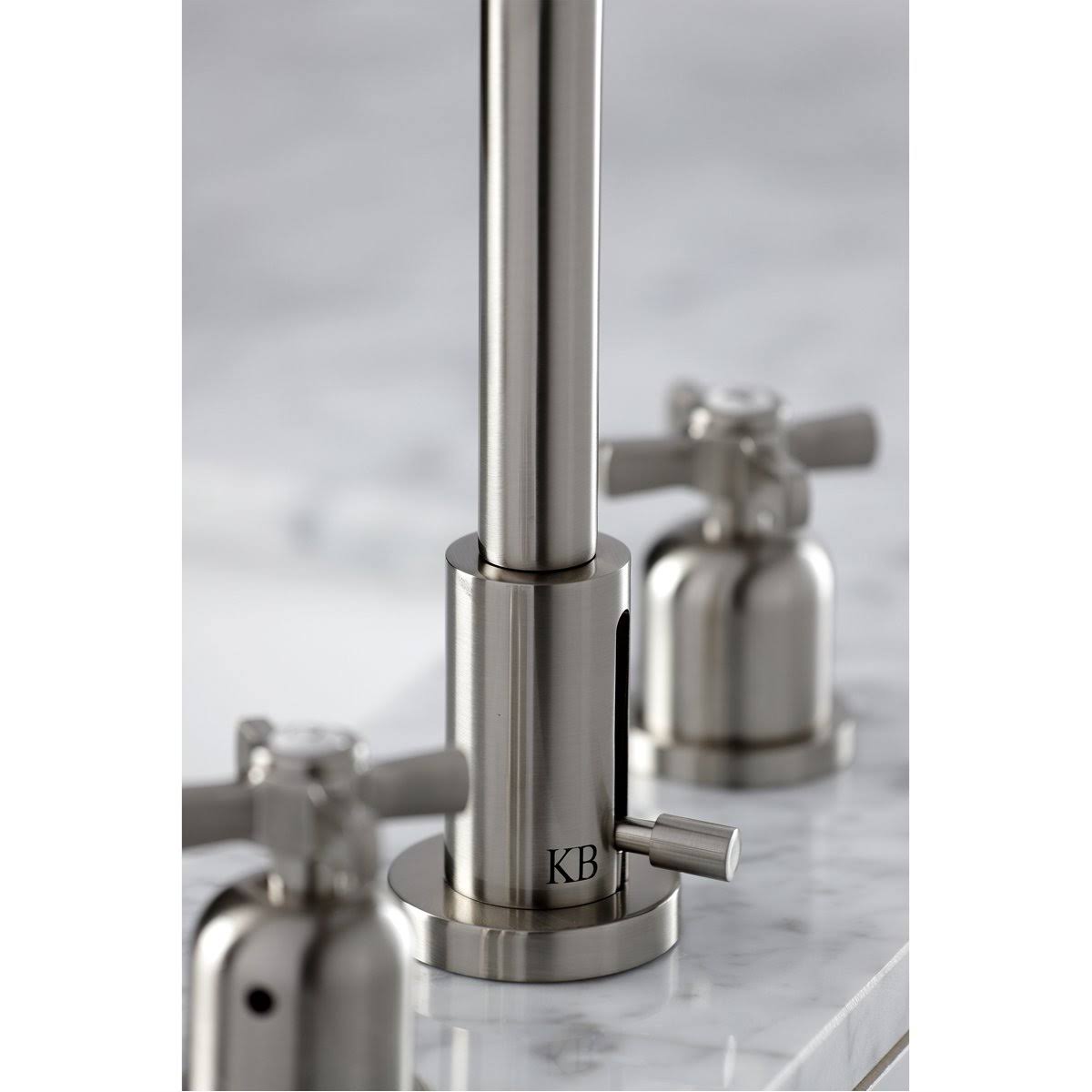 Matte Black Widespread Bathroom Faucet with Brass Pop-Up D271057