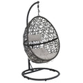 Gray Hanging Egg Chair with Stand - Resin Wicker L986