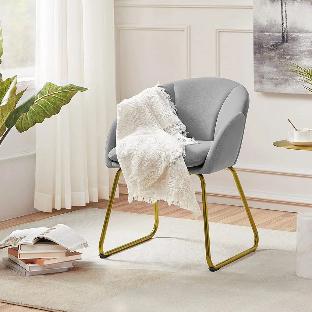 Gray Velvet Armchair with Golden Metal Legs M996