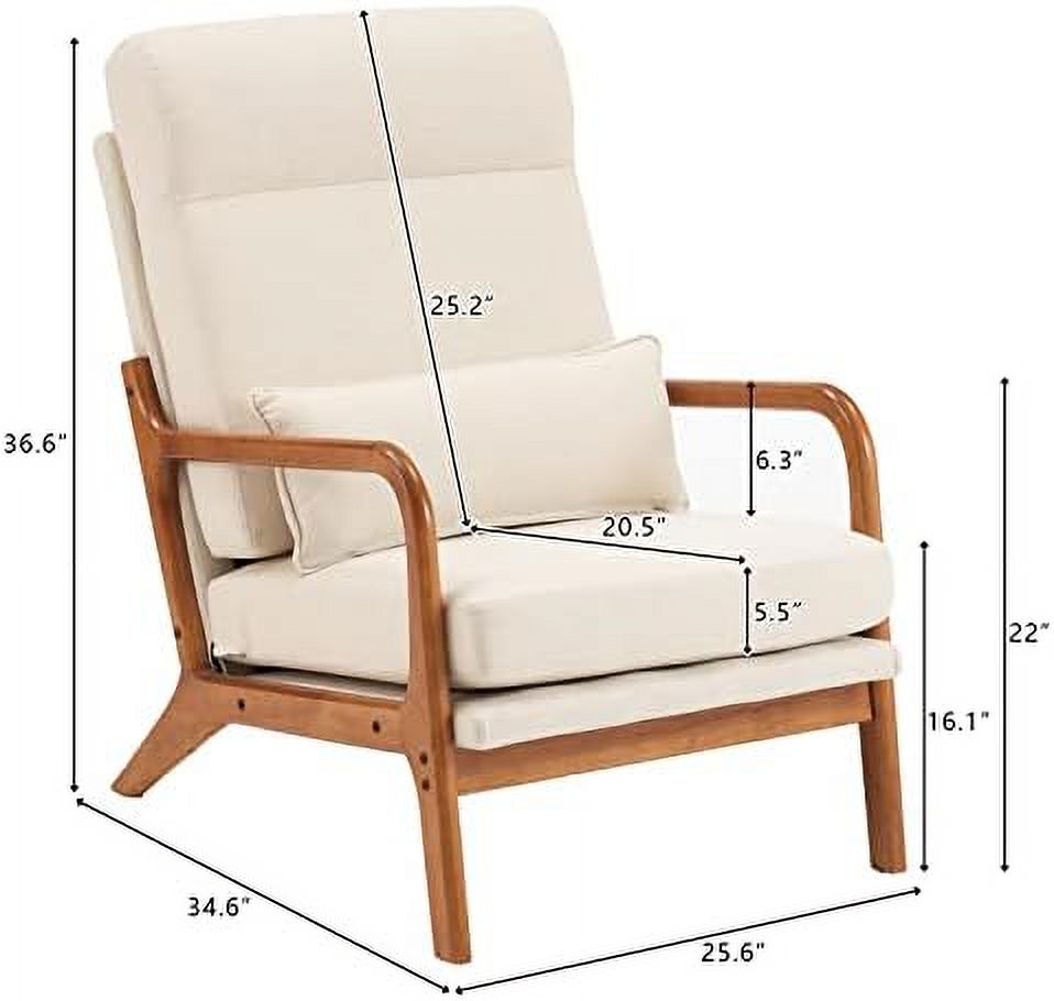Linen Fabric Upholstered Accent Armchair W225