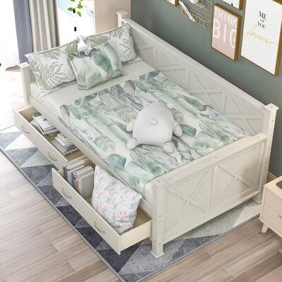 White Twin Size Daybed with 2 Large Drawers O816