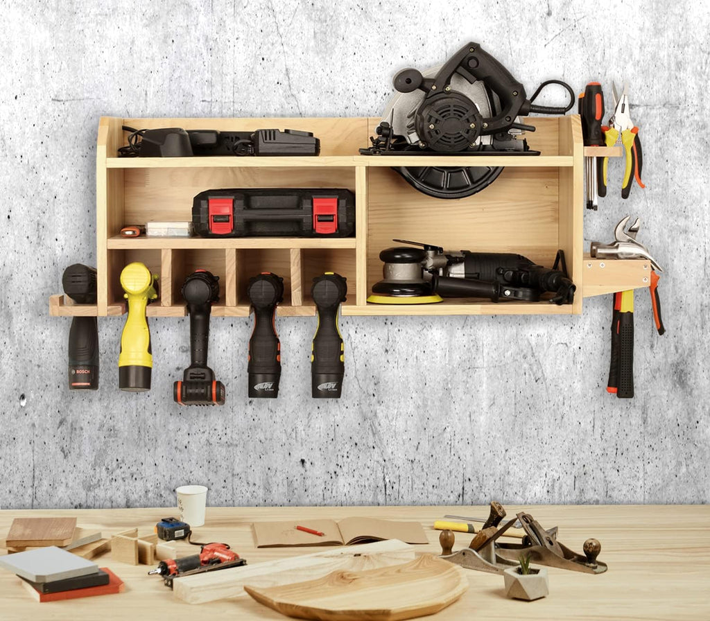 Power Tool Organizer Wall Mount, Drill Holder Storage with 5 Tool Slots R335246
