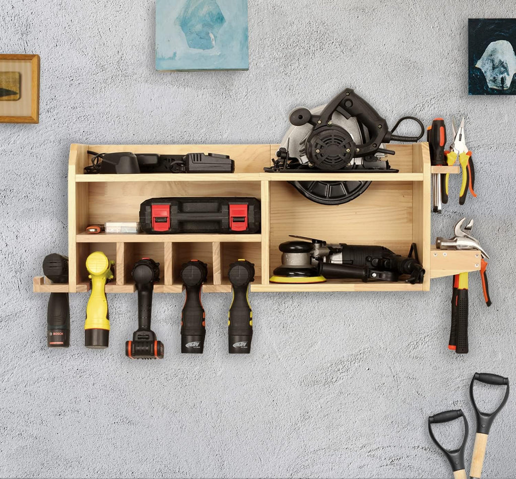 Power Tool Organizer Wall Mount, Drill Holder Storage with 5 Tool Slots R335246