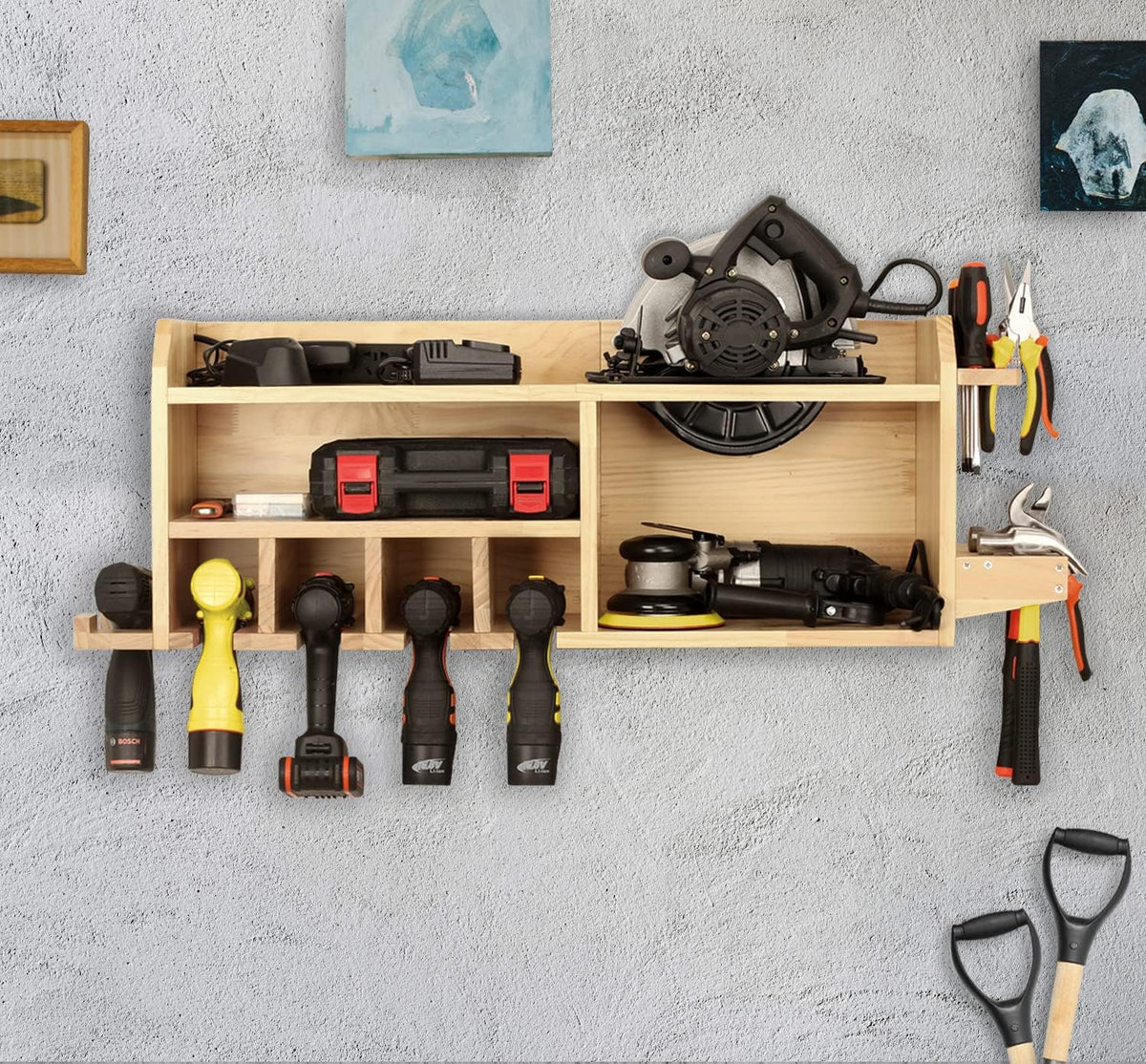 Power Tool Organizer Wall Mount, Drill Holder Storage with 5 Tool Slots R335246