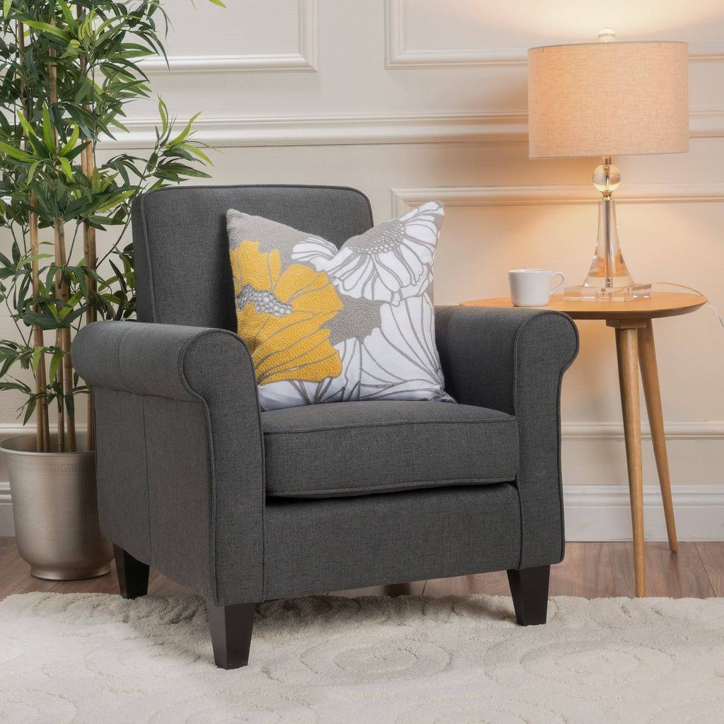 Dark Blue Padded Fabric Club Chair W63753