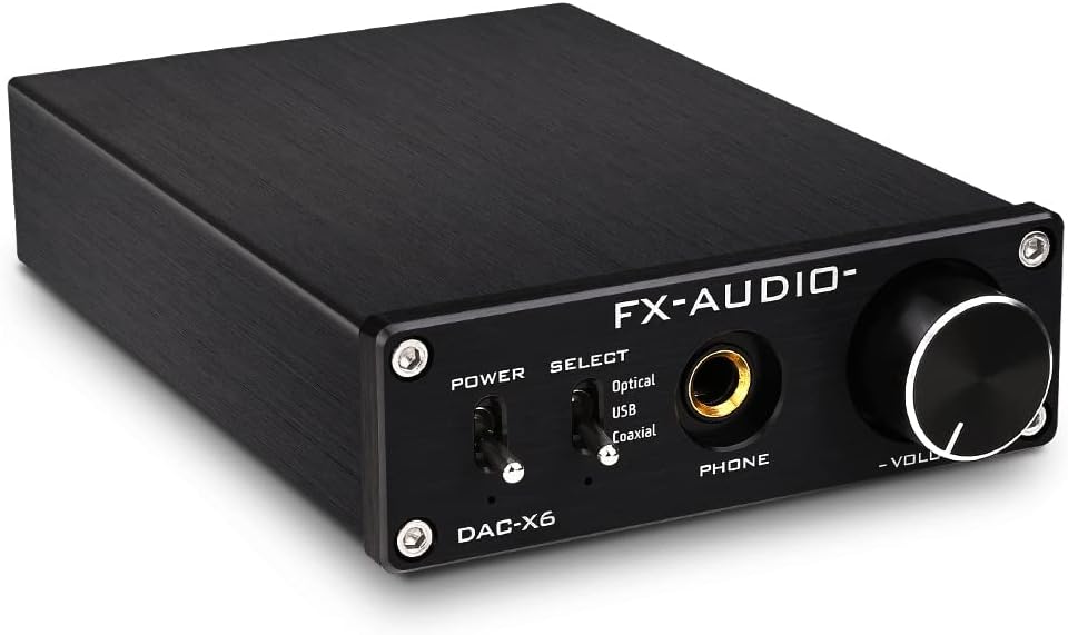 DAC-X6 Mini HiFi 2.0 Digital Audio Decoder DAC Input USB/Coaxial/Optical Output RCA/Headphone Amp 24Bit/96KHz DC12V Black Pack of 2 K166