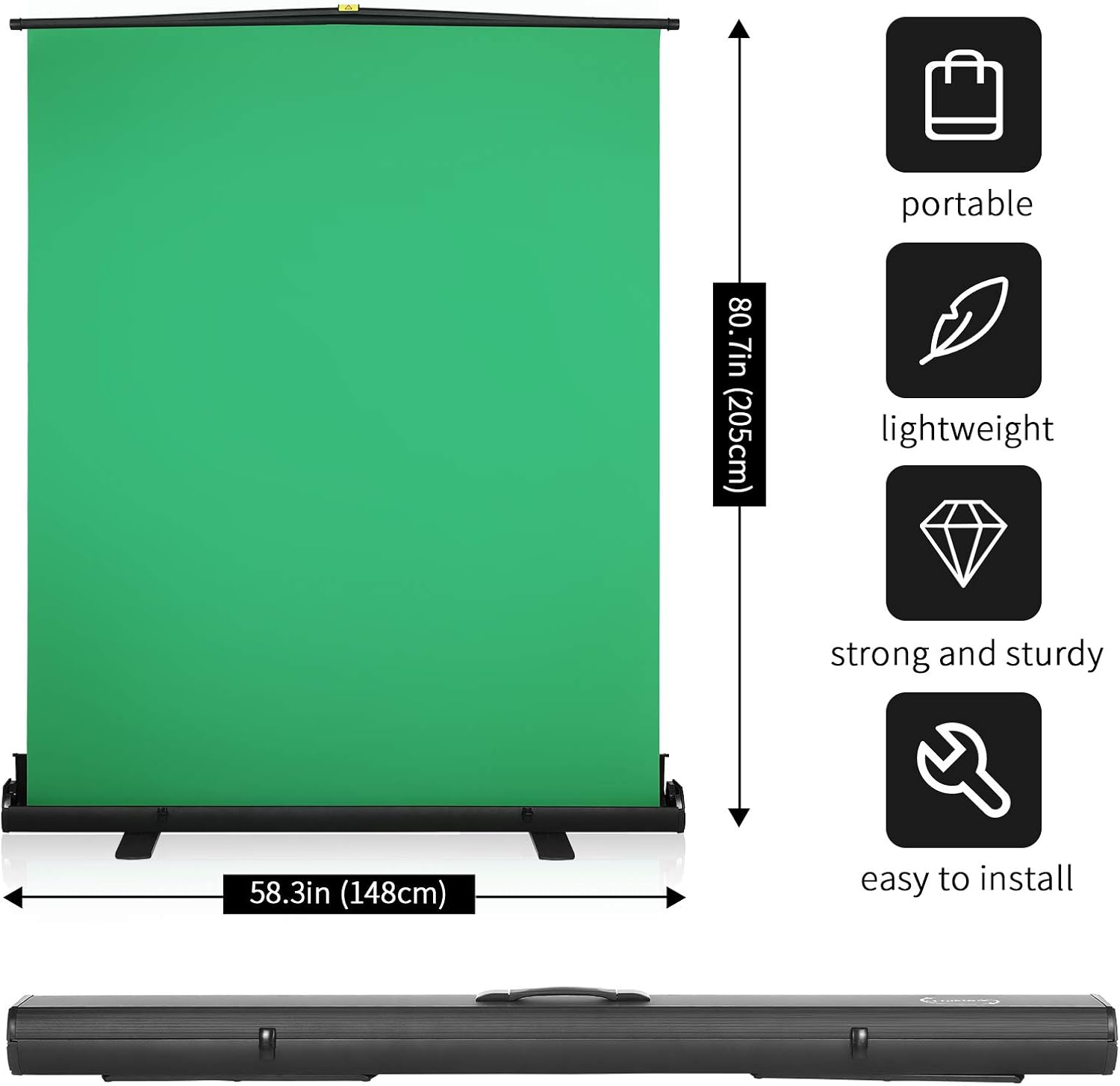 Green Screen Collapsible Chromakey Panel with Aluminum Hard Case B61812