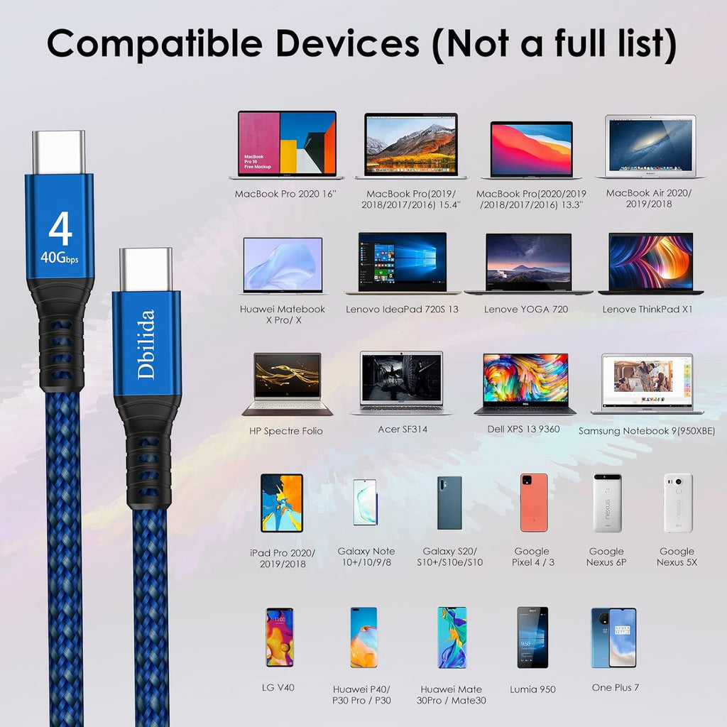 6.6ft Nylon Braided 40Gbps USB C Cable with 100W PD, Pack of 2 L24415