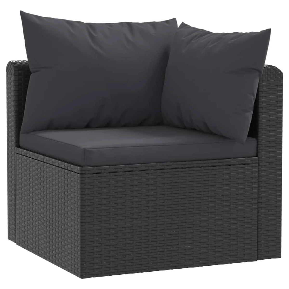 Black Poly Rattan 3 Piece Patio Sofa Set with Cushions V892