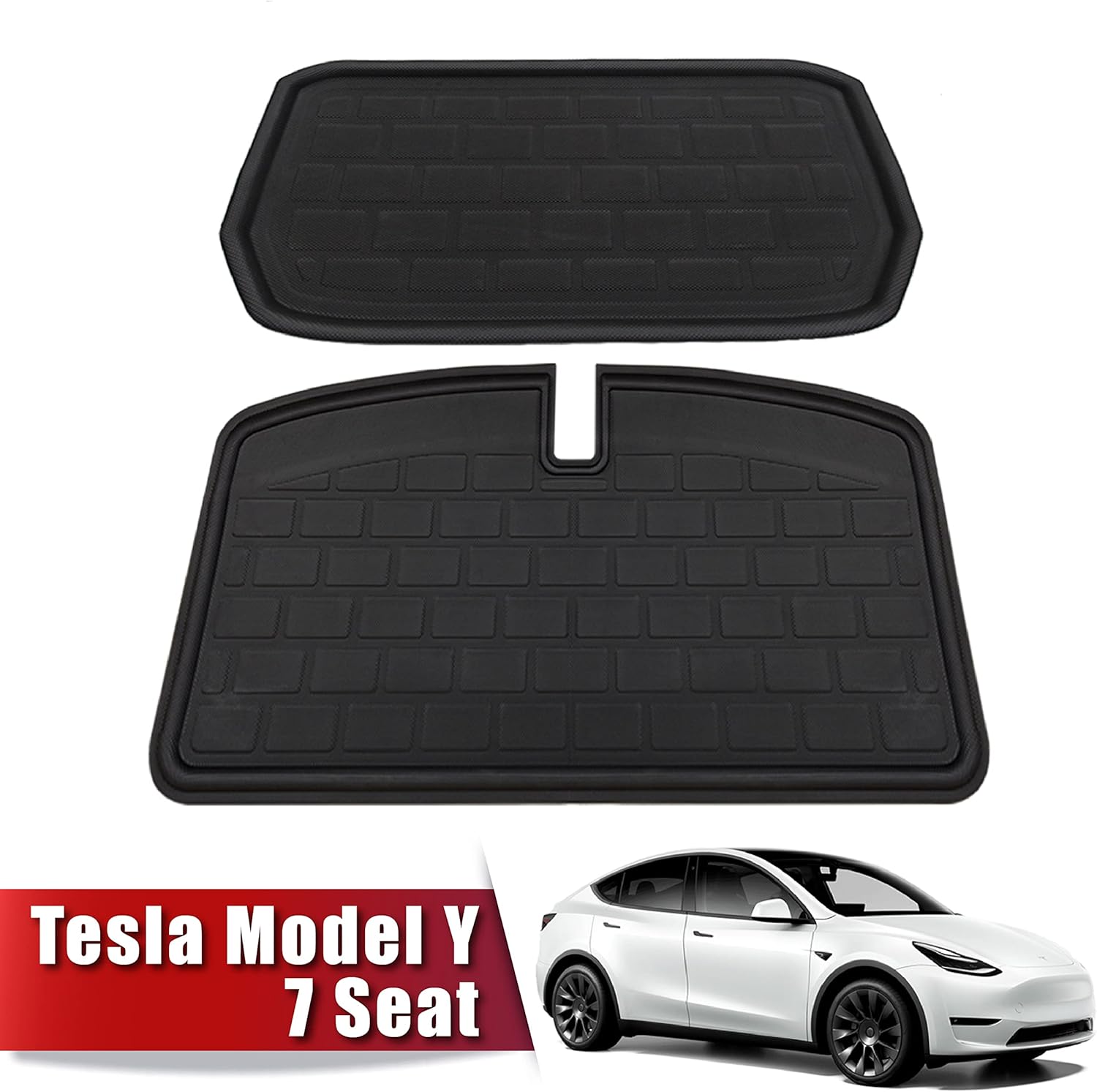 Waterproof Anti-Slip Custom Fit Cargo Liner Trunk Mat for Tesla Model Y 7-Seater (1 Pack Cargo Mat + 1 Pack Trunk Mat) H5522
