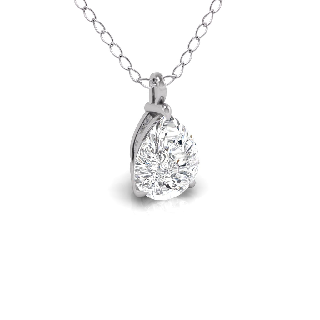 14K White Gold Pear Solitaire Diamond Pendant D86899