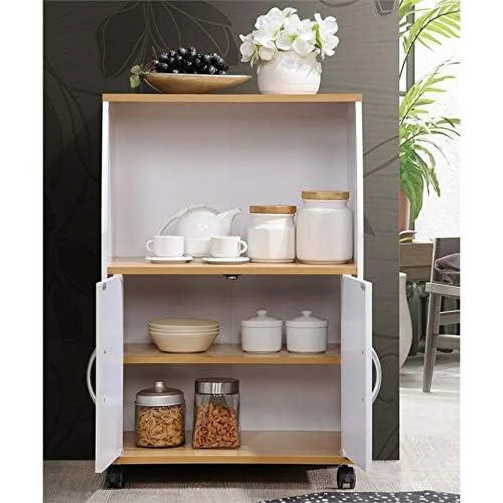 White Microwave Kitchen Cart A14486