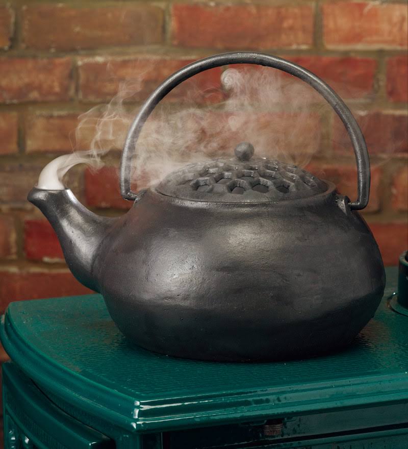 Black Cast Iron Wood Stove Steamer Kettle T7610