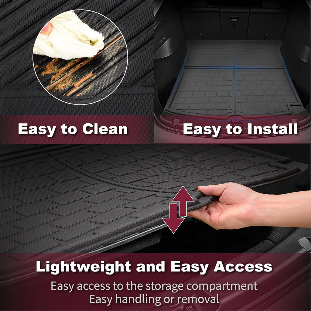 Waterproof Anti-Slip Custom Fit Cargo Liner Trunk Mat for Tesla Model Y 7-Seater (1 Pack Cargo Mat + 1 Pack Trunk Mat) H5522