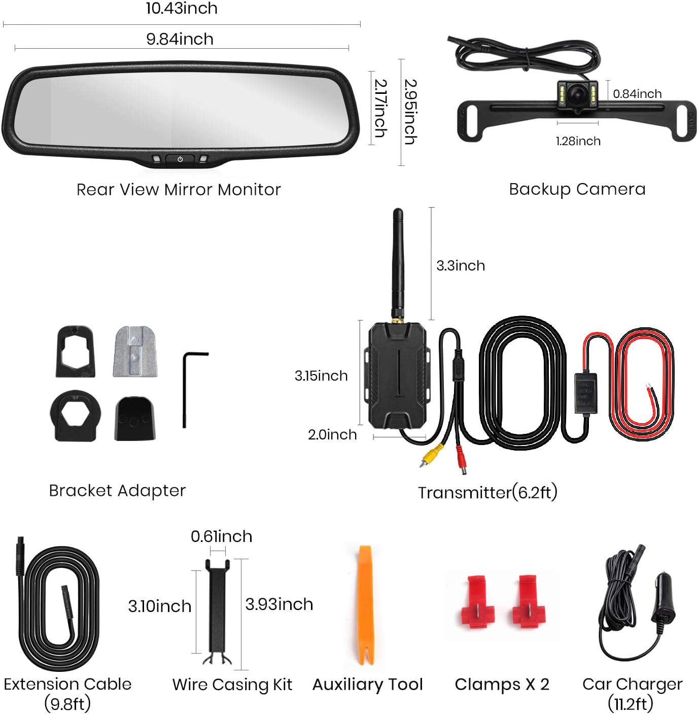 Wireless Backup Camera with Rear View Mirror Monitor J717848