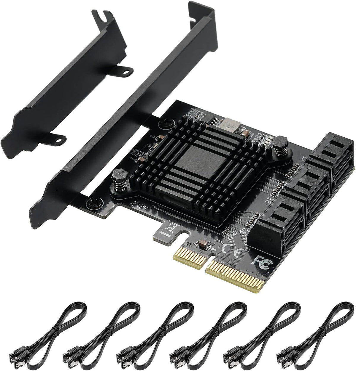 4X PCIE to SATA 3.0 6 Gbps Controller with 8 SATA Cables F133566